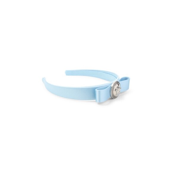 Versace Satin-Finish Light Blue Headband With Bow - NWT